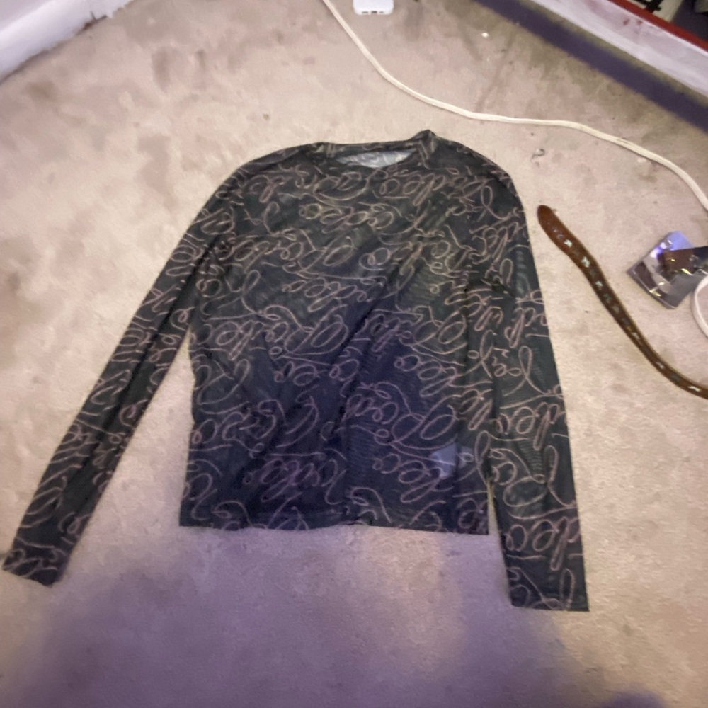 Black and Brown Long Sleeve mesh top